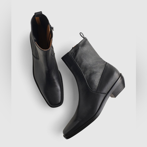 Madewell The Idris Ankle Boot in True Black Leather Size 7 - Picture 3 of 11